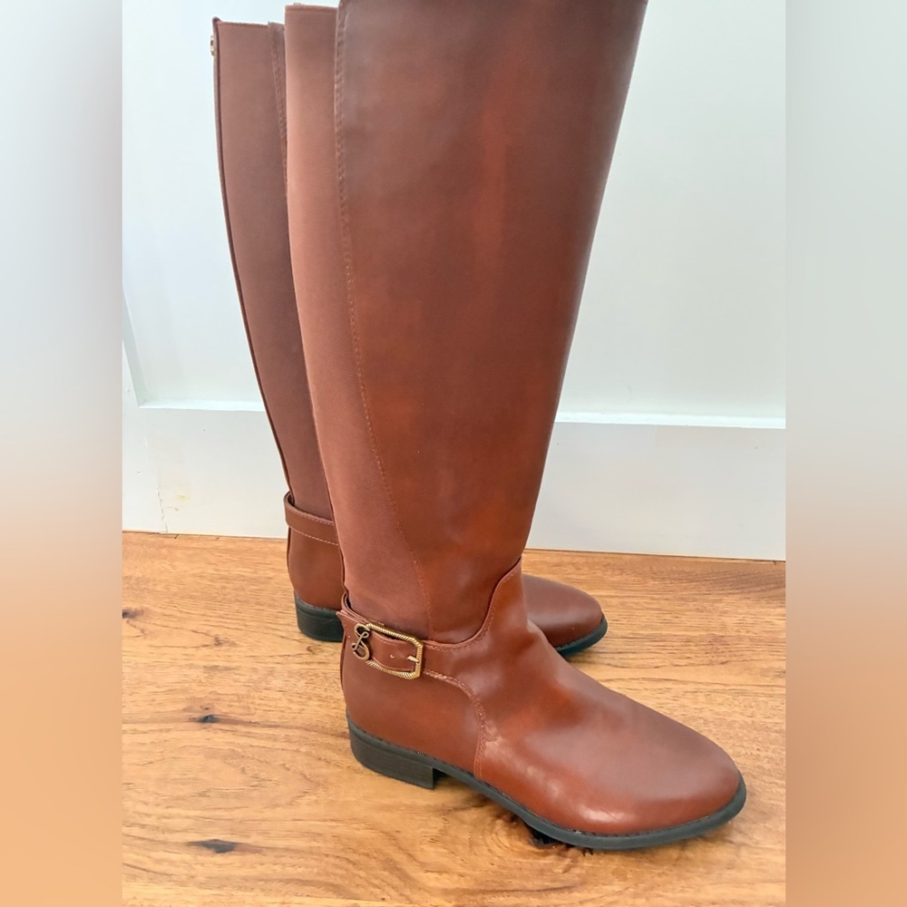 Sam & Libby Brown Knee-High vegan Leather Boots - Picture 2 of 8